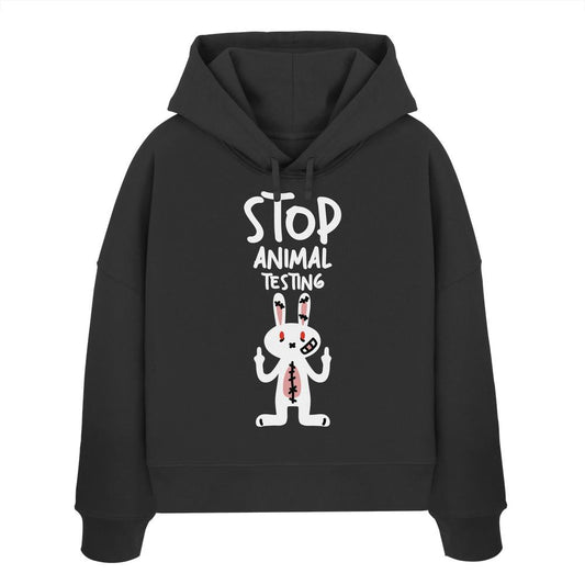 Vegan und Bio Crop Hoodie: White Rabbit for Animal Rights