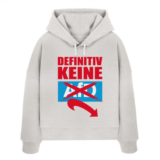 Vegan und Bio Crop Hoodie: Gegen Rechts - Weißes Sweatshirt mit rotem Text, aus 100% Bio-Baumwolle, doppellagige Kapuze, flache Kordel, rebellisches Design.