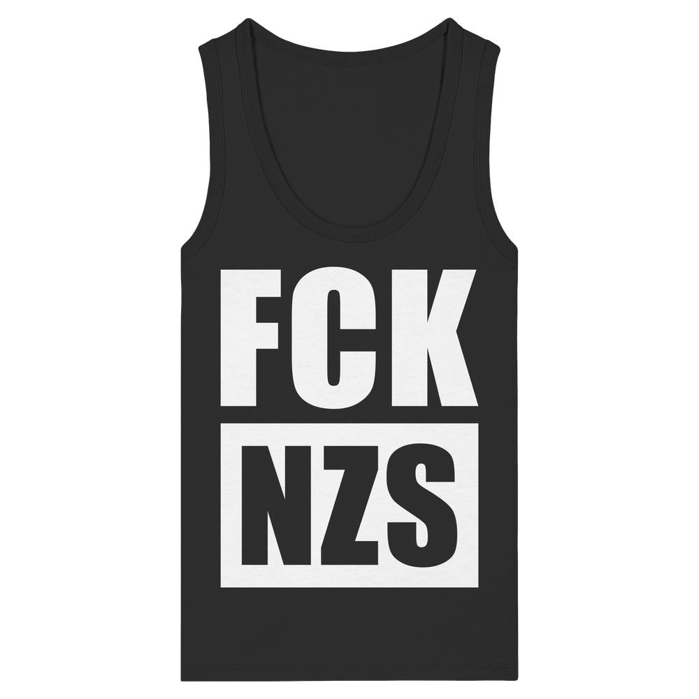 Damen-Trägerhemd in Dunkel mit großem weißem „FCK NZS“-Print