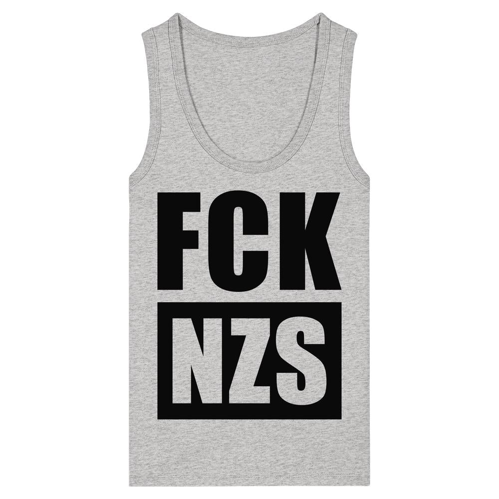 Damen-Trägerhemd in Hellgrau mit großem schwarzem „FCK NZS“-Print