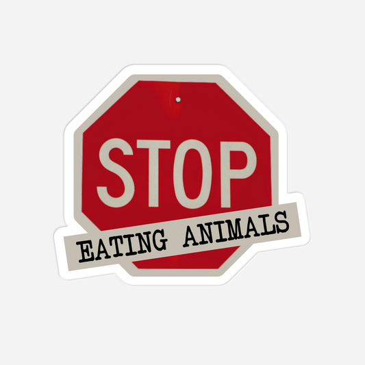 Vegan & Rebellious Sticker: STOP EATING ANIMALS (Stoppschild und Schriftzug, Vegan Merch, Veganismus, Tierschutz, Tierrechte)