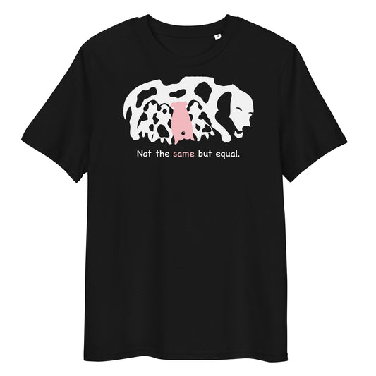 Schwarzes T-Shirt mit rundem Halsausschnitt und Kuhkopf-Print vorne