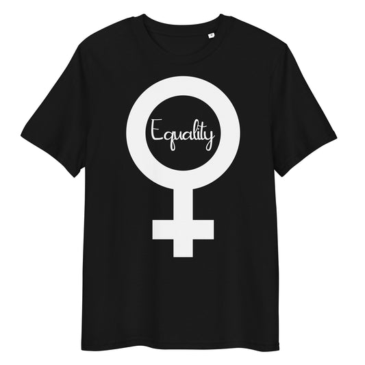 Schwarzes Damen-T-Shirt mit Equality-Print und weiblichem Symbol