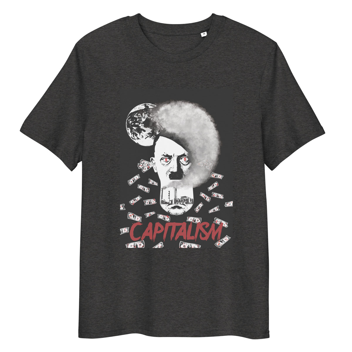 Unisex-T-Shirt, anthrazitfarben, Rundhalsausschnitt, kurzärmelig, Frontdruck mit Motiv