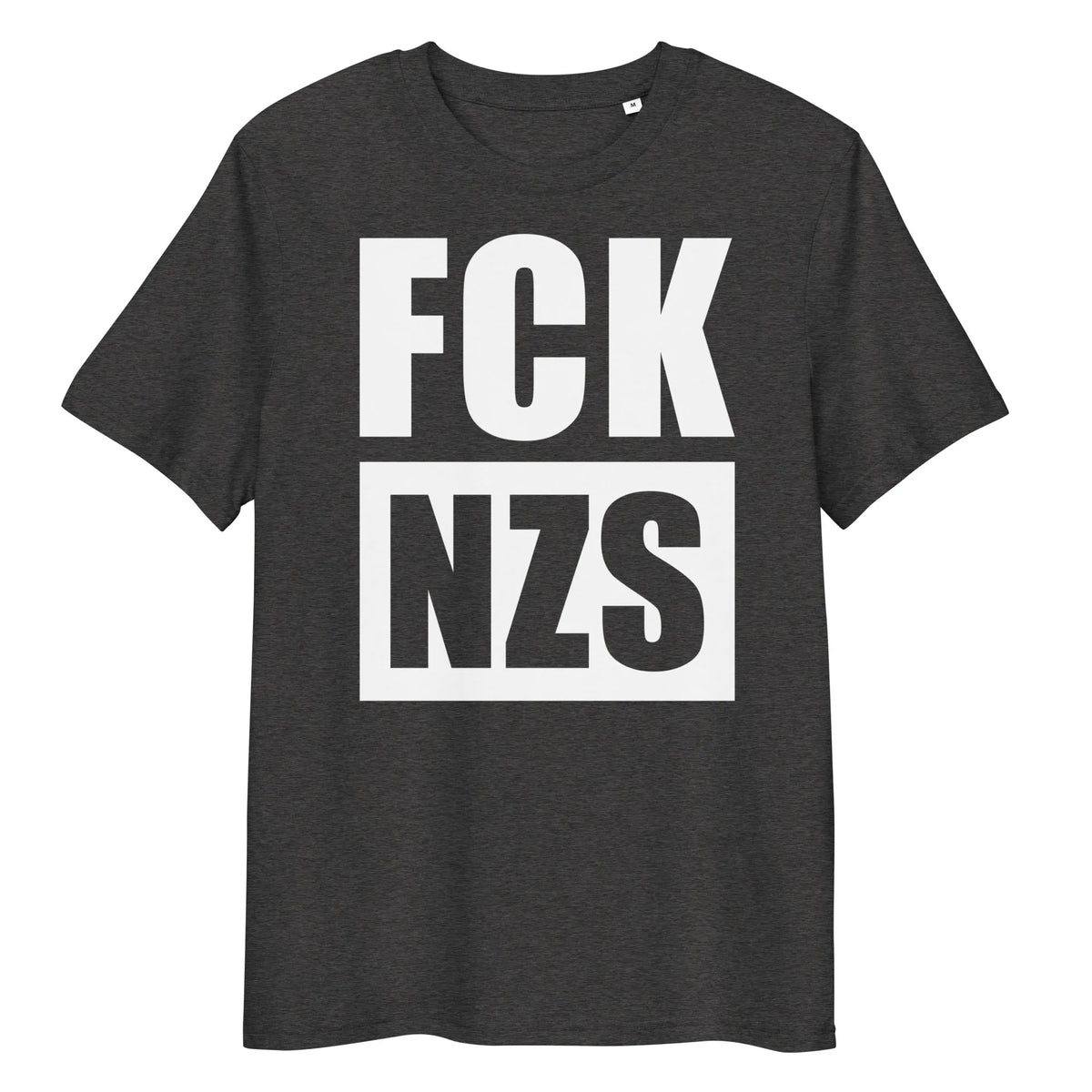 Dunkles Heather Grau T-Shirt mit Frontprint „FCK NZS“