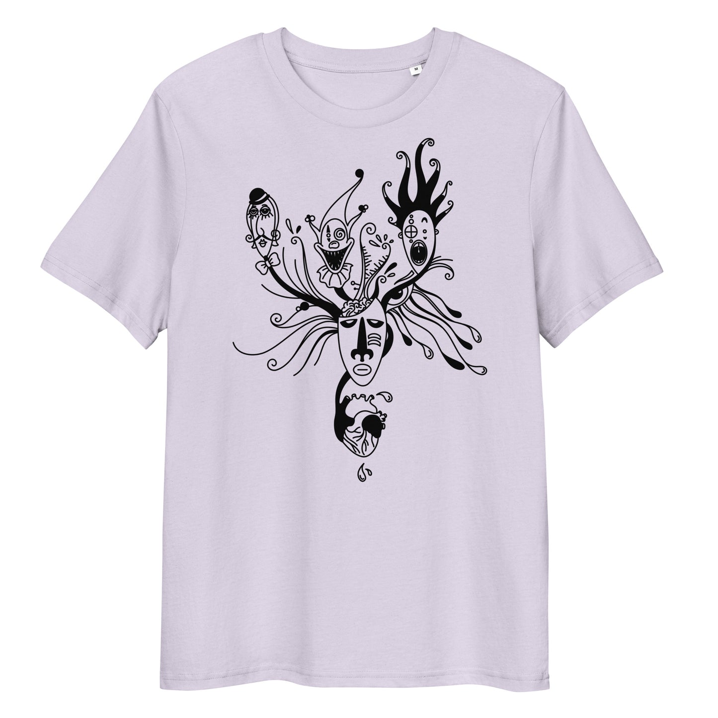 Hellblaues Bio-Baumwoll-T-Shirt mit schwarzem Mental Health Grafik-Print, Rundhalsausschnitt und klassischer Passform.