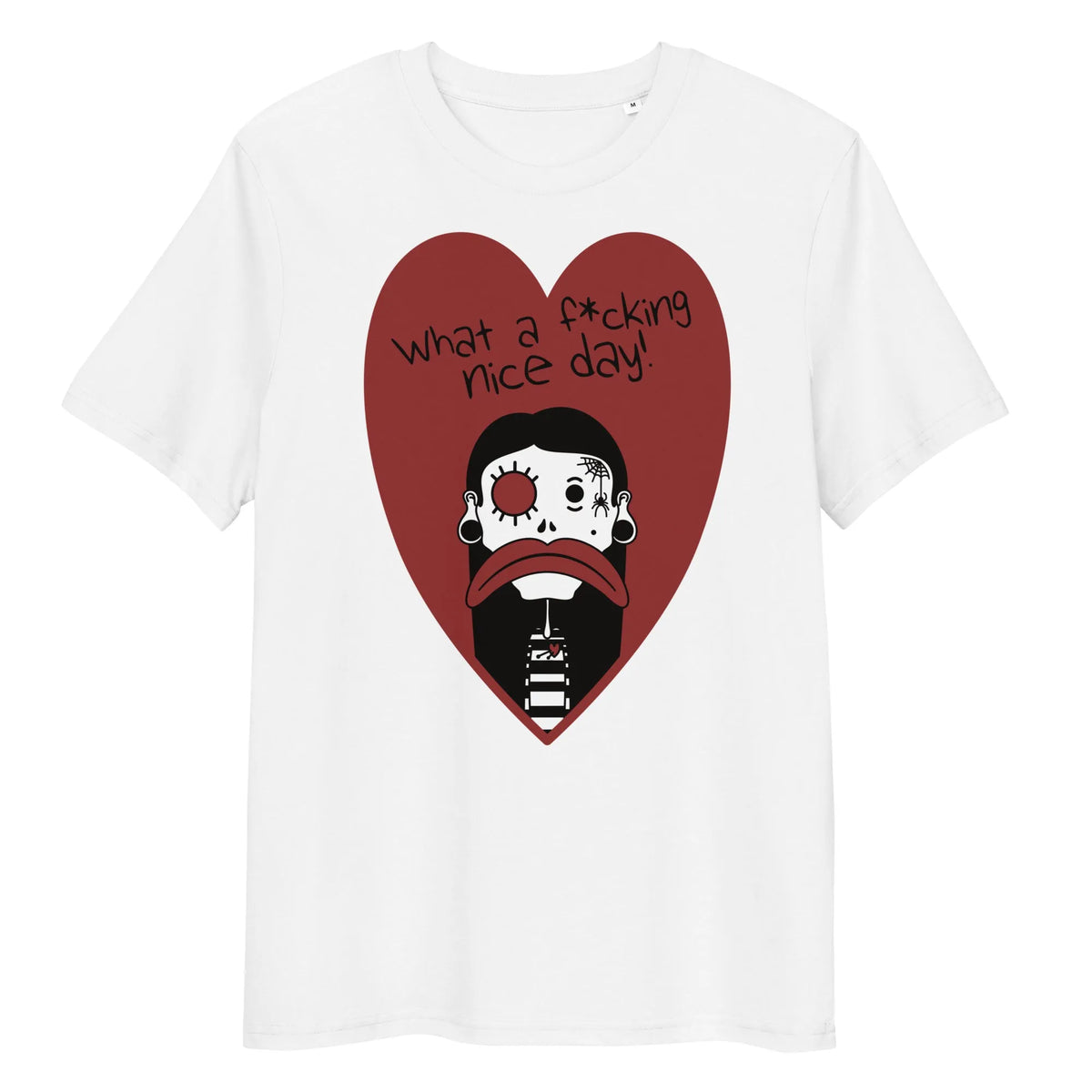 Veganes Bio-T-Shirt in Weiß mit Herz-Comicdruck und Sprechtext