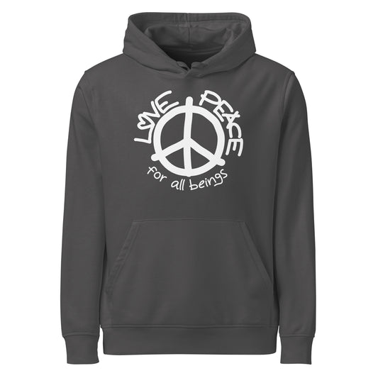 Anthrazit Hoodie mit Kapuze, Kängurutasche und Peace-Print