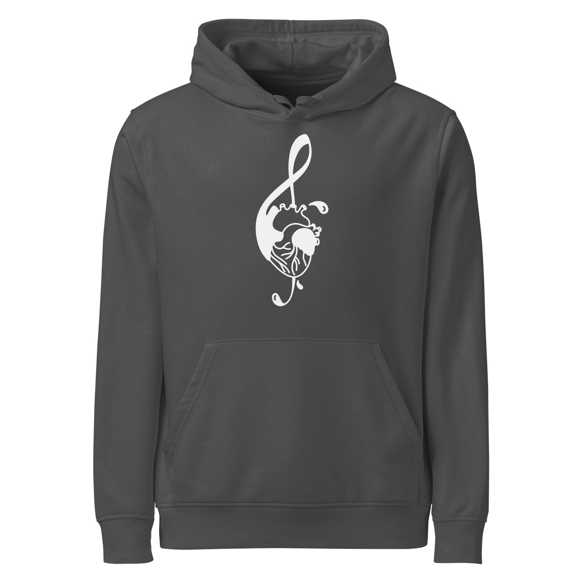Dunkelgrauer Hoodie mit Kapuze und Brust-Grafik