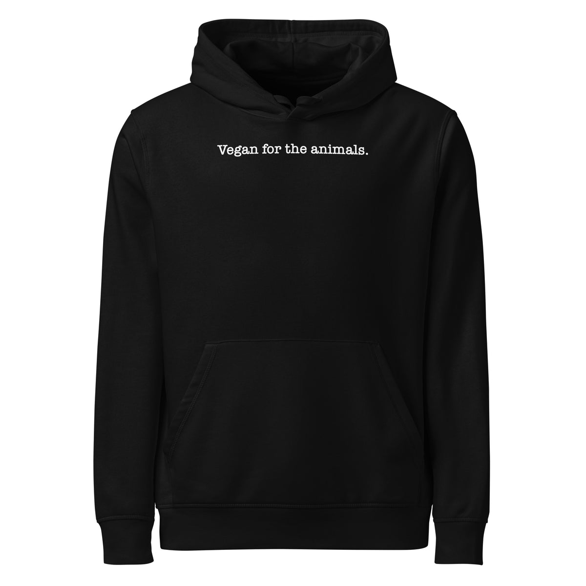 Schwarzer Kapuzenpullover mit Kängurutasche und Schriftzug vorne