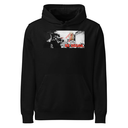 Schwarzer Hoodie mit Kapuze, Frontdruck und Kängurutasche