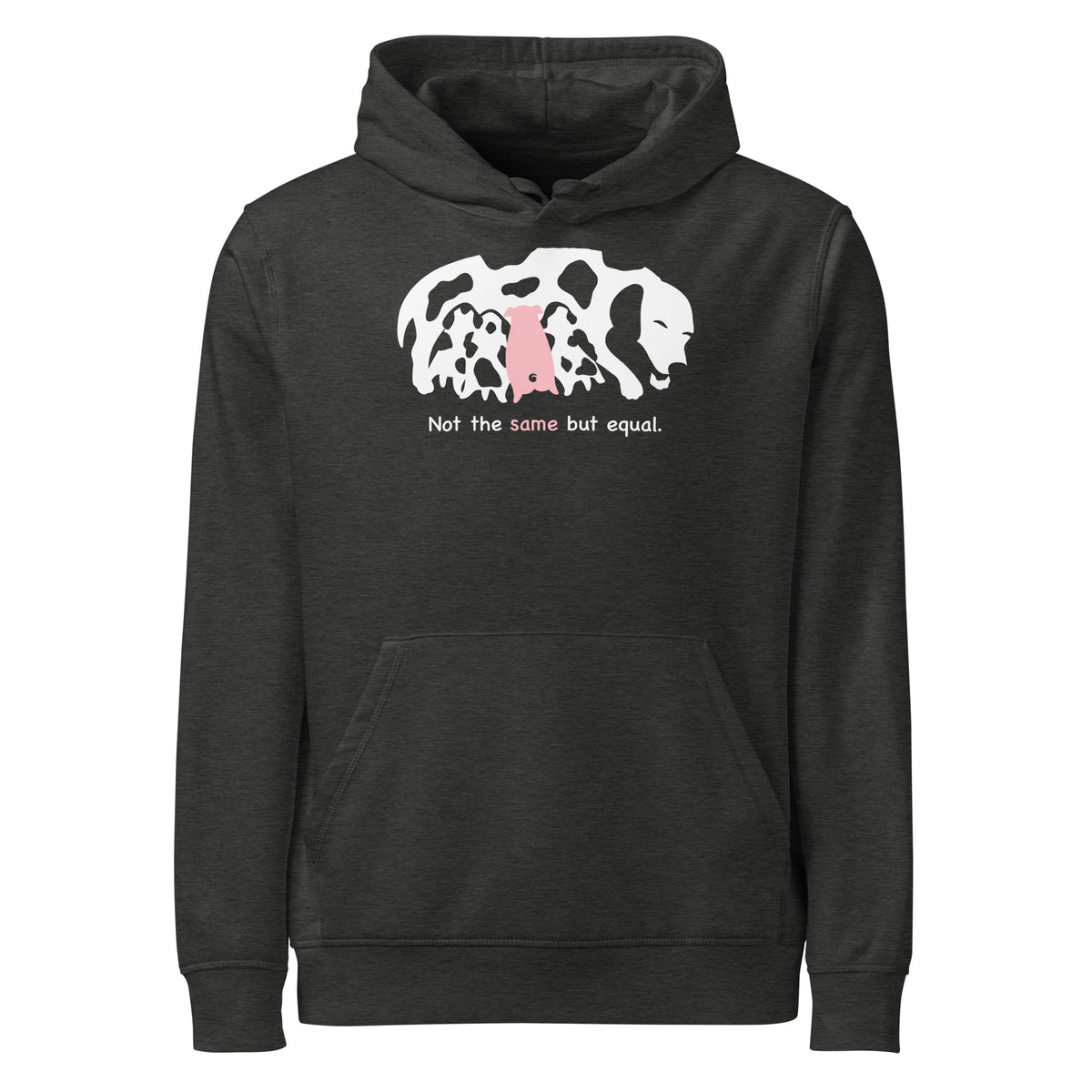 Dunkles Heather Grau Hoodie mit Kapuze, Kängurutasche und Dogmotiv mit Aufschrift