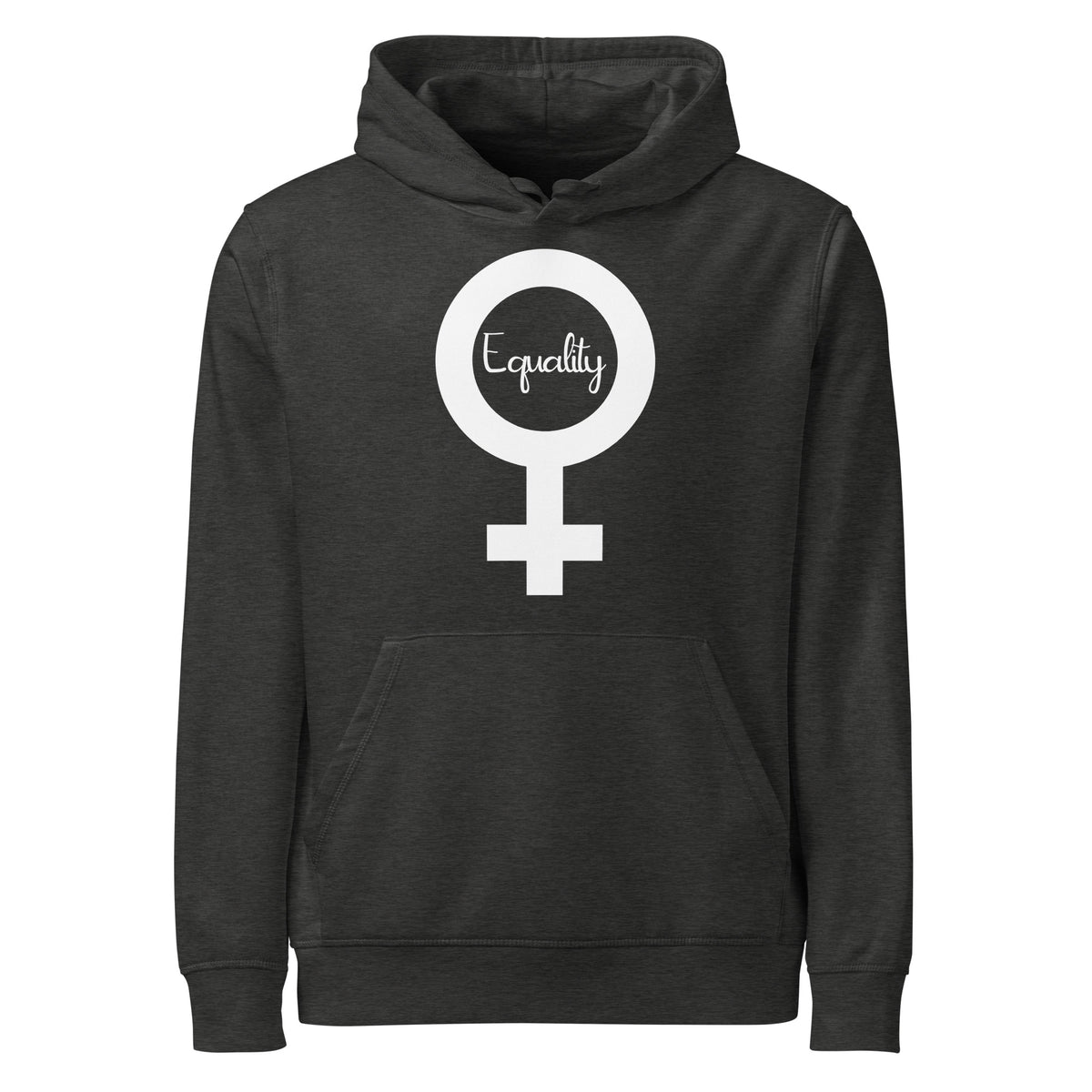 Dunkelgrauer Hoodie mit Kapuze und Frontprint „Equality“