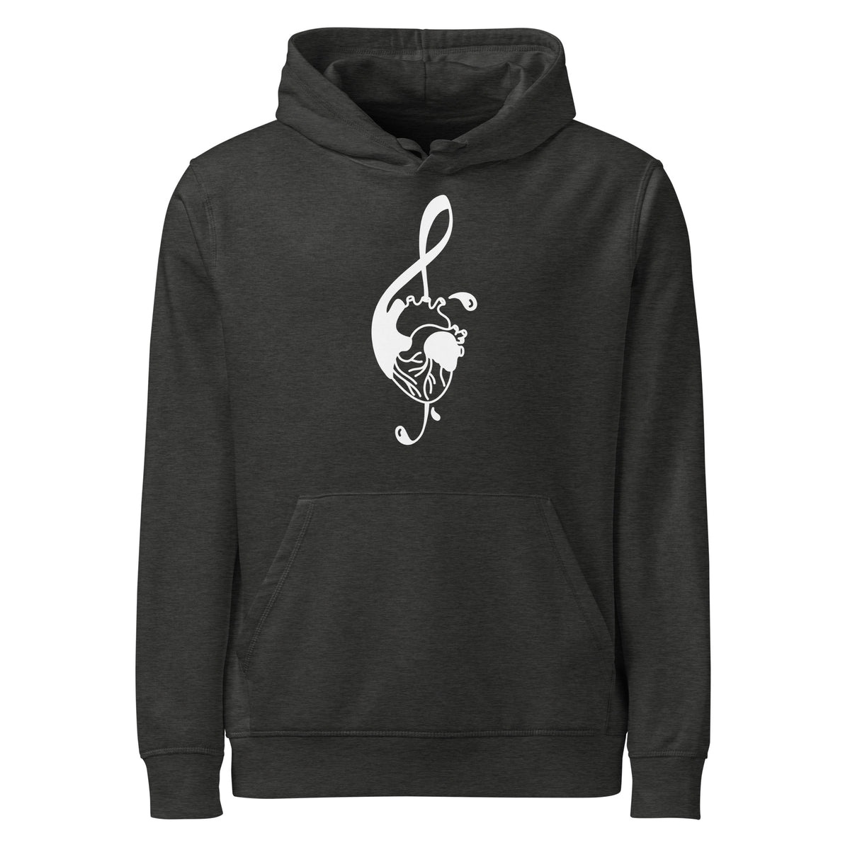 Anthrazitfarbener Hoodie mit Kapuze und Brust-Grafik