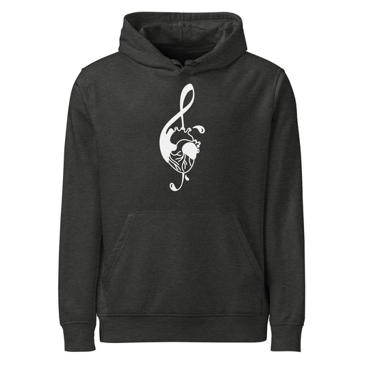 Anthrazitfarbener Hoodie mit Kapuze und Brust-Grafik