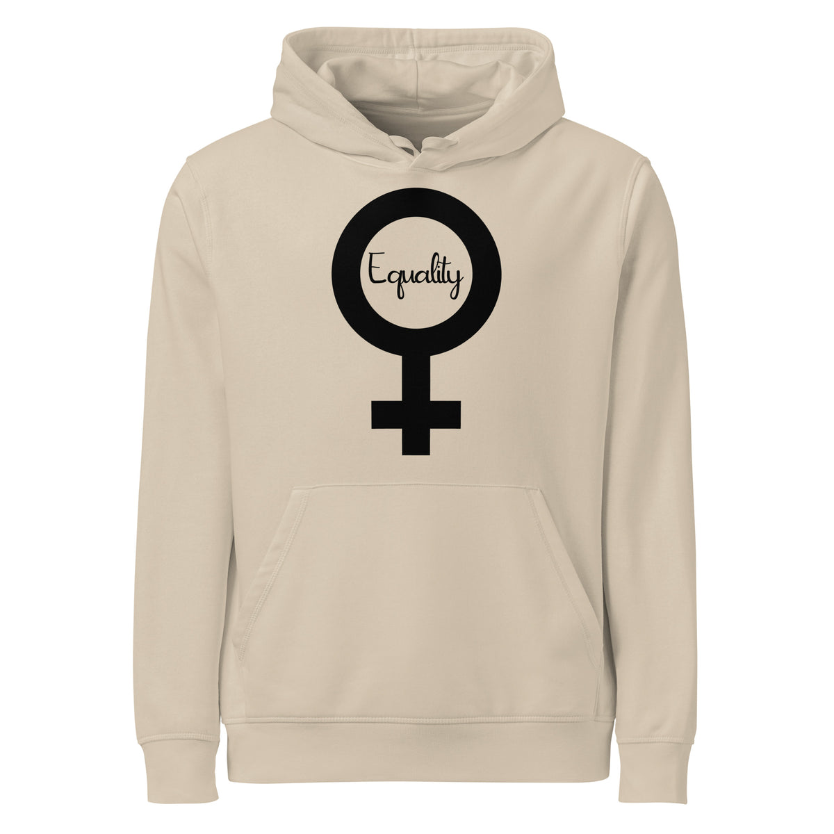 Beiger Hoodie mit Kapuze und Frontprint „Equality“