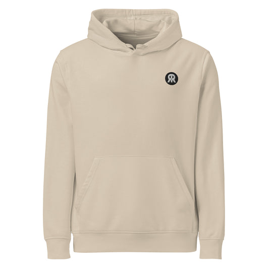 Beiger Bio-Hoodie mit Kapuze und Brust-Logostickerei