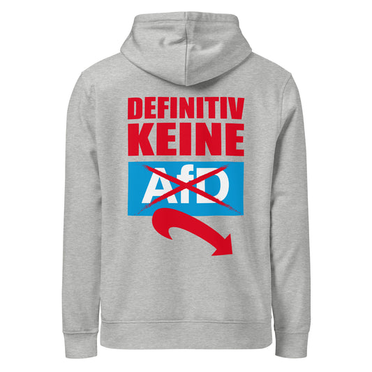 Hellgrauer Hoodie mit großer mehrfarbiger Frontgrafik und durchgestrichenem Symbol