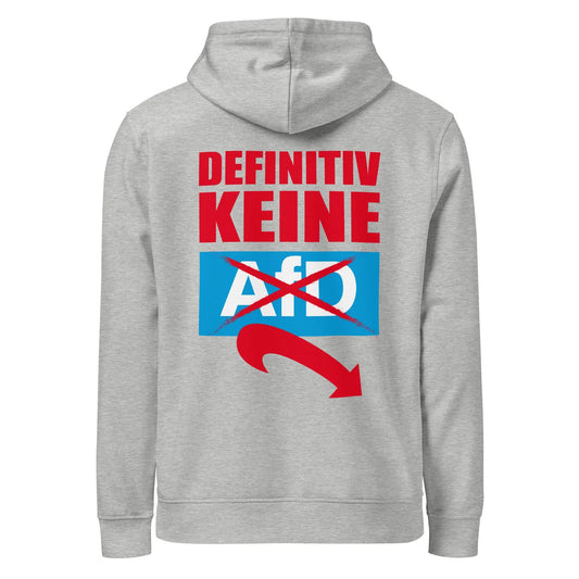 Herren-Kapuzenpullover hellgrau meliert mit großem Rücken-Schriftprint