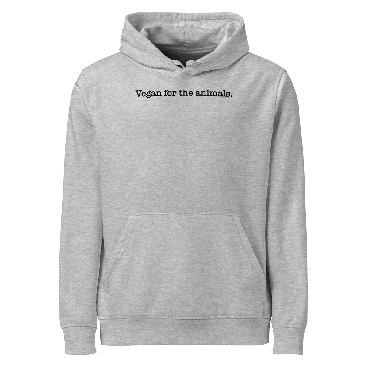 Hellgrauer melierter Kapuzenpullover mit Kängurutasche und Schriftzug