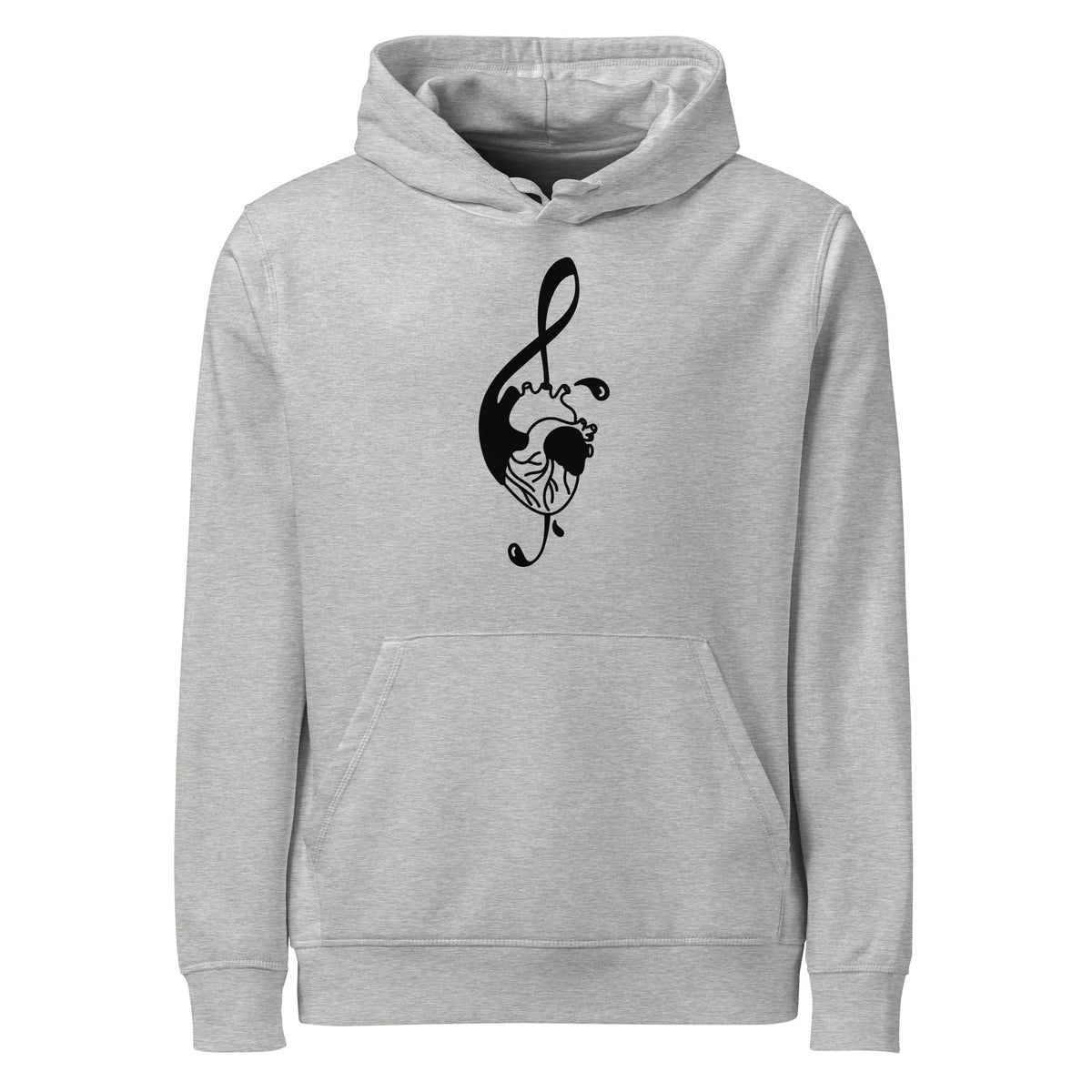 Hellgrauer Hoodie mit Kapuze und Brust-Grafik, Kängurutasche