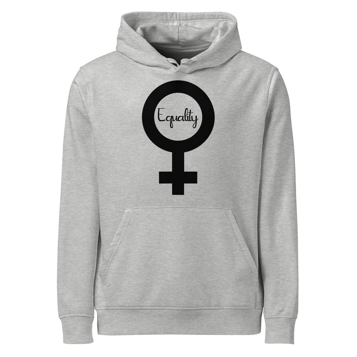 Hellgrauer Hoodie mit Kapuze und Frontprint „Equality“