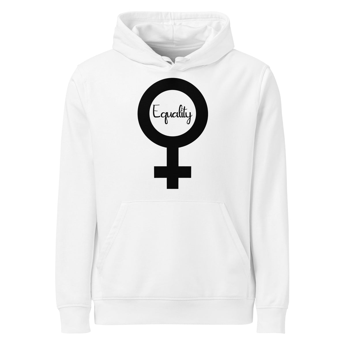 Weißer Hoodie mit Kapuze und Frontprint „Equality“