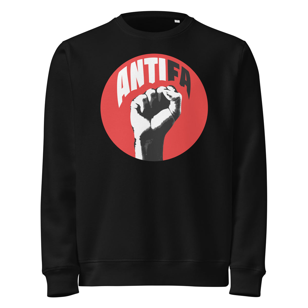 Schwarzes Sweatshirt mit Runddruck ANTIFA