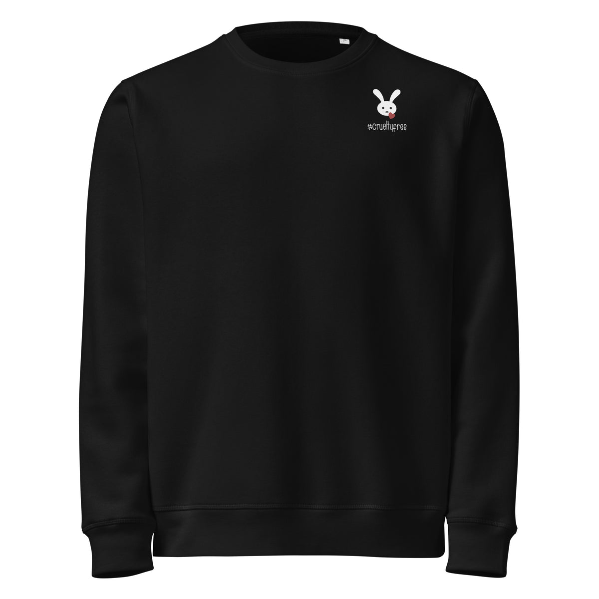 Schwarzes Sweatshirt mit Bunny-Print und Rundhalsausschnitt