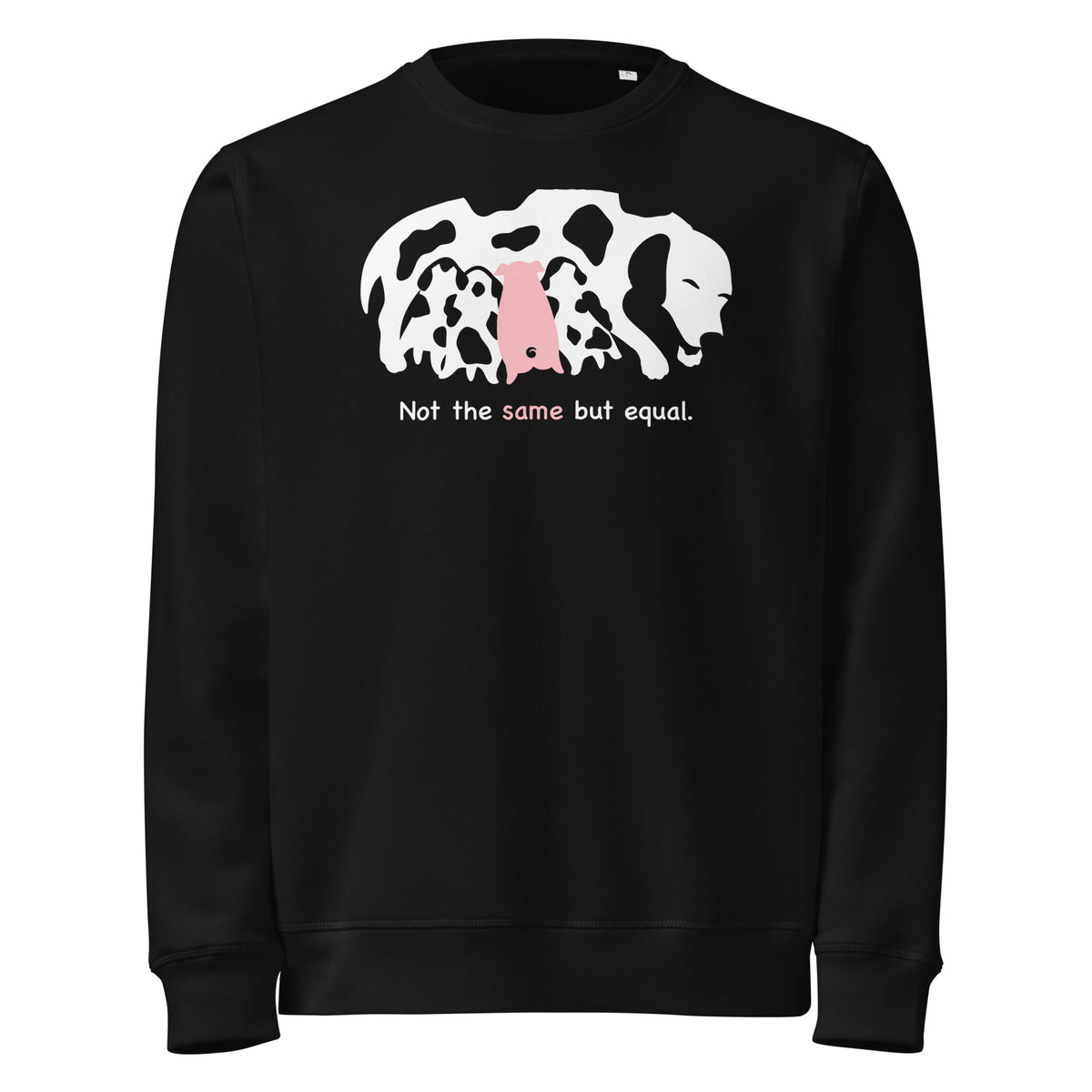 Schwarzes Sweatshirt mit Rundhalsausschnitt und großem Tiermotiv vorne