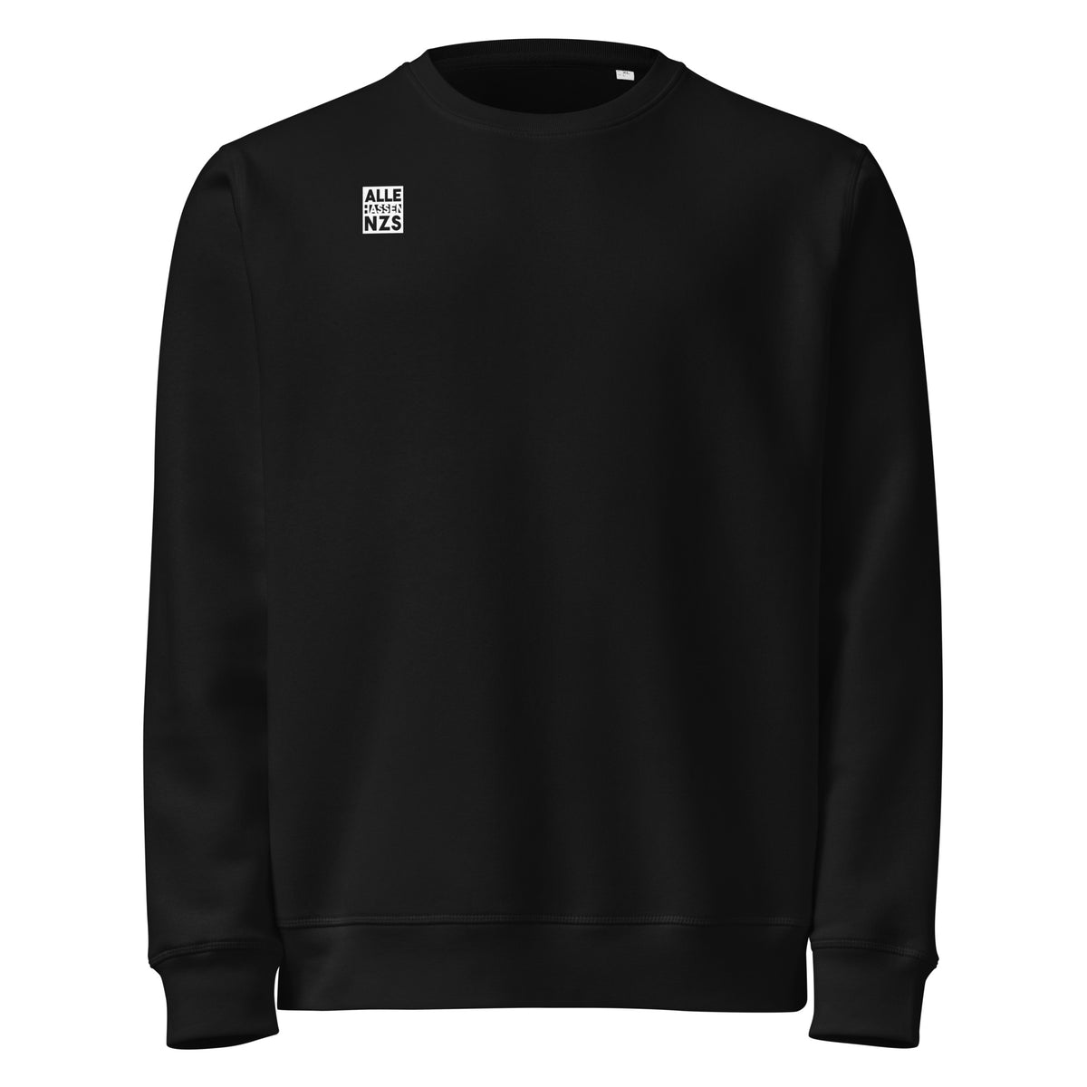 Schwarzes Sweatshirt mit Rundhals, gerippten Bündchen und Logo-Print auf der Brust