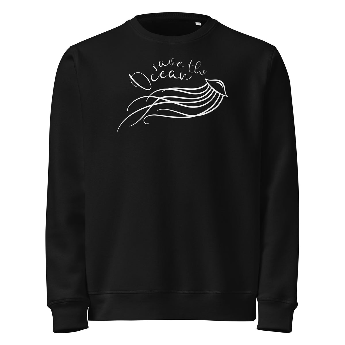 Schwarzer Sweatshirt mit Rundhalsausschnitt und Quallen-Print