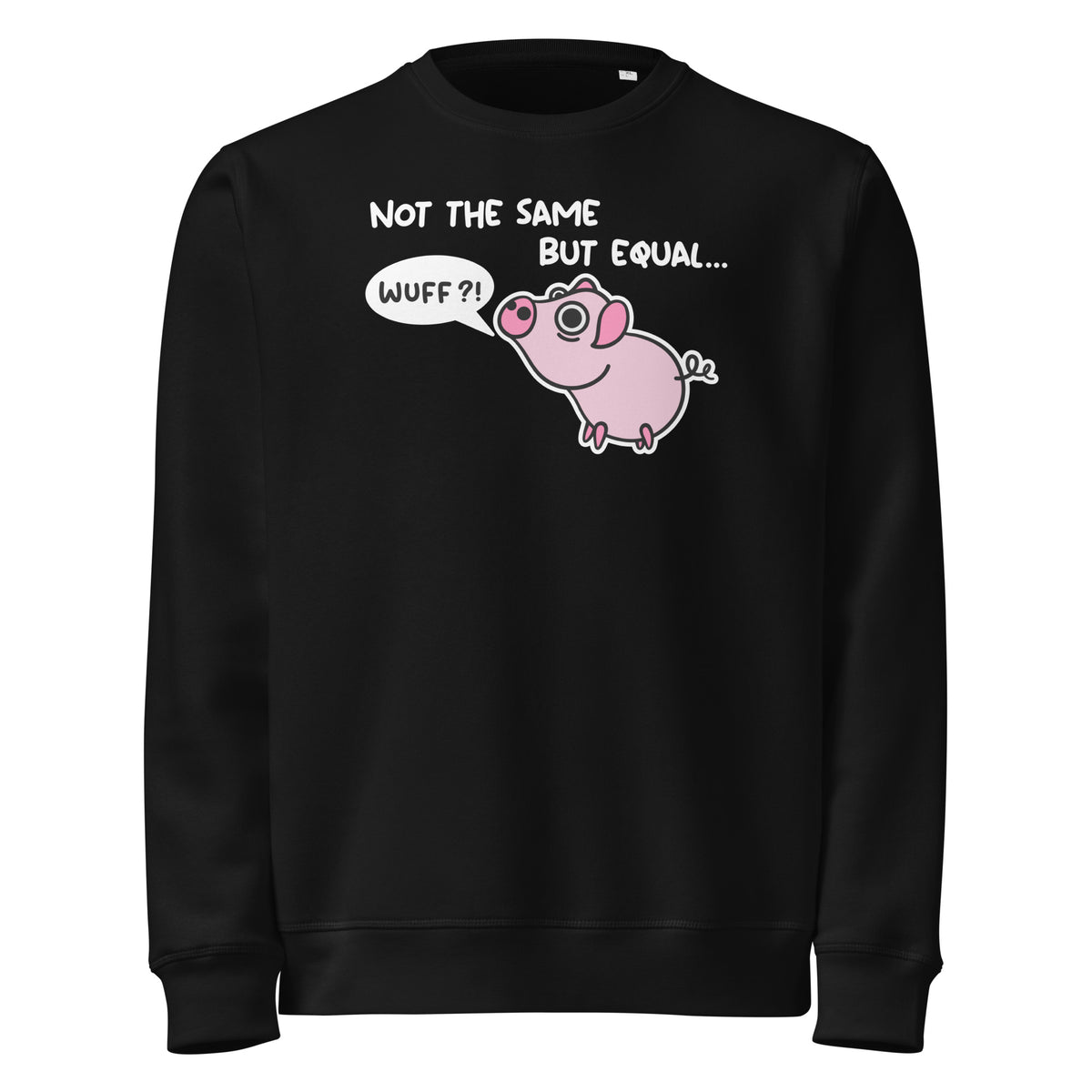 Veganes Bio-Sweatshirt in Schwarz mit Rundhalsausschnitt und Tier-Comic-Print