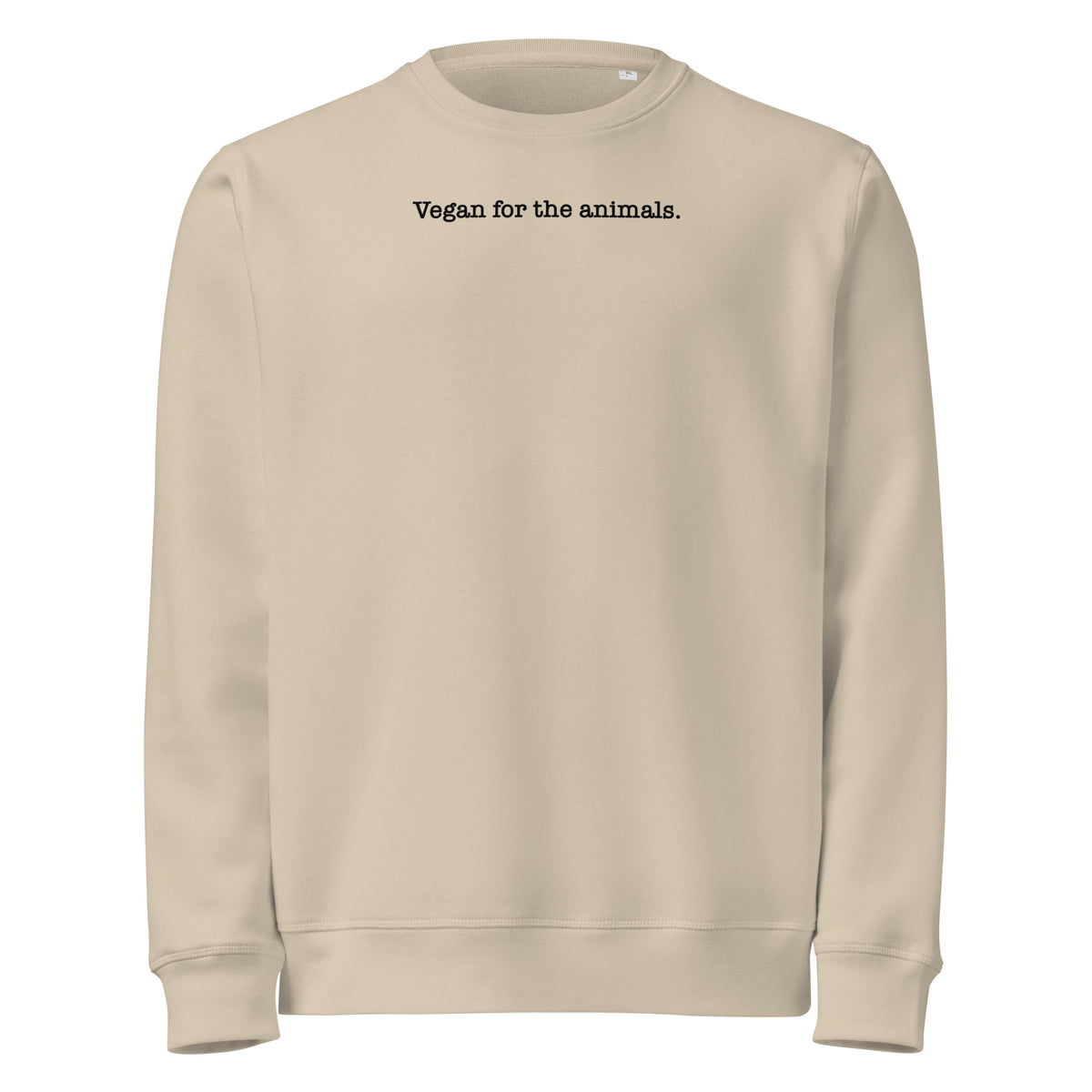 Beiges Sweatshirt mit Rundhalsausschnitt und Print „Vegan for the animals.“