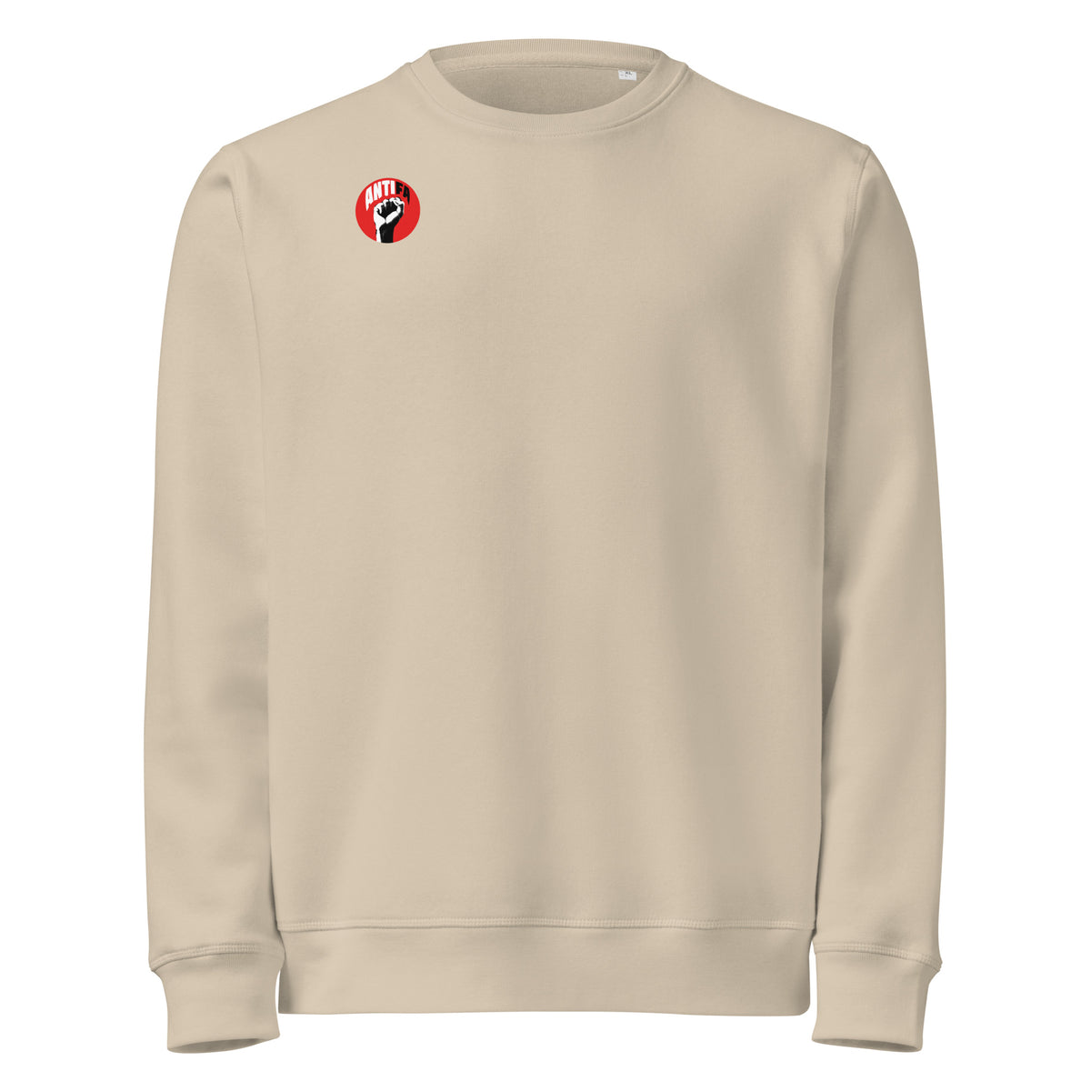 Bio-Sweatshirt in Sandbeige mit rundem Brustlogo