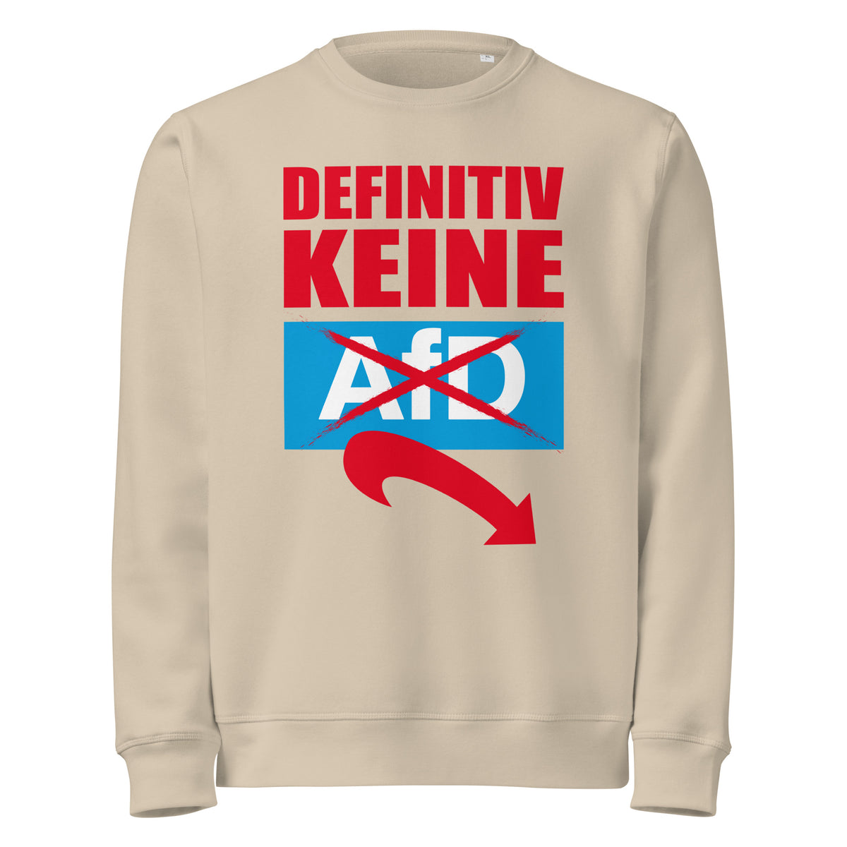 Beiges Sweatshirt mit Rundhalsausschnitt und großem Frontprint