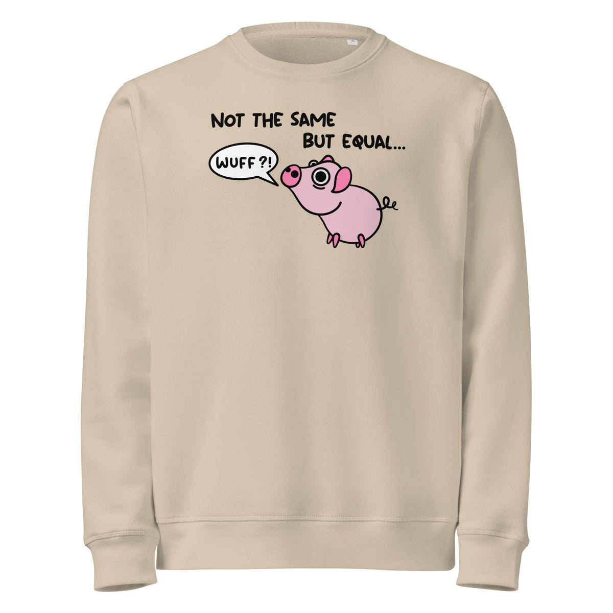 Veganes Bio-Sweatshirt in Beige mit Rundhalsausschnitt und großem Tier-Print