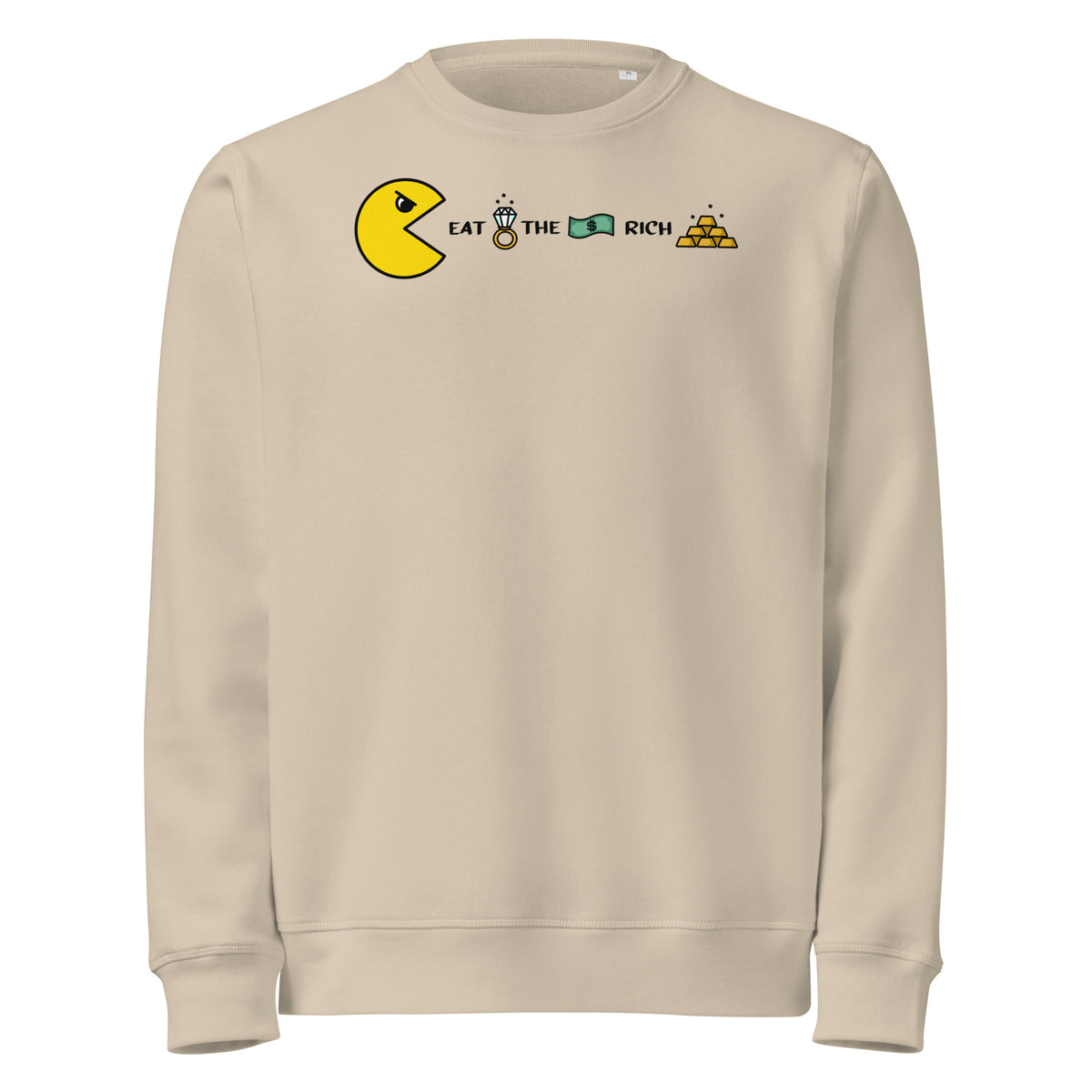 Bio-Sweatshirt in Desert Dust mit Frontprint und Rundhalsausschnitt