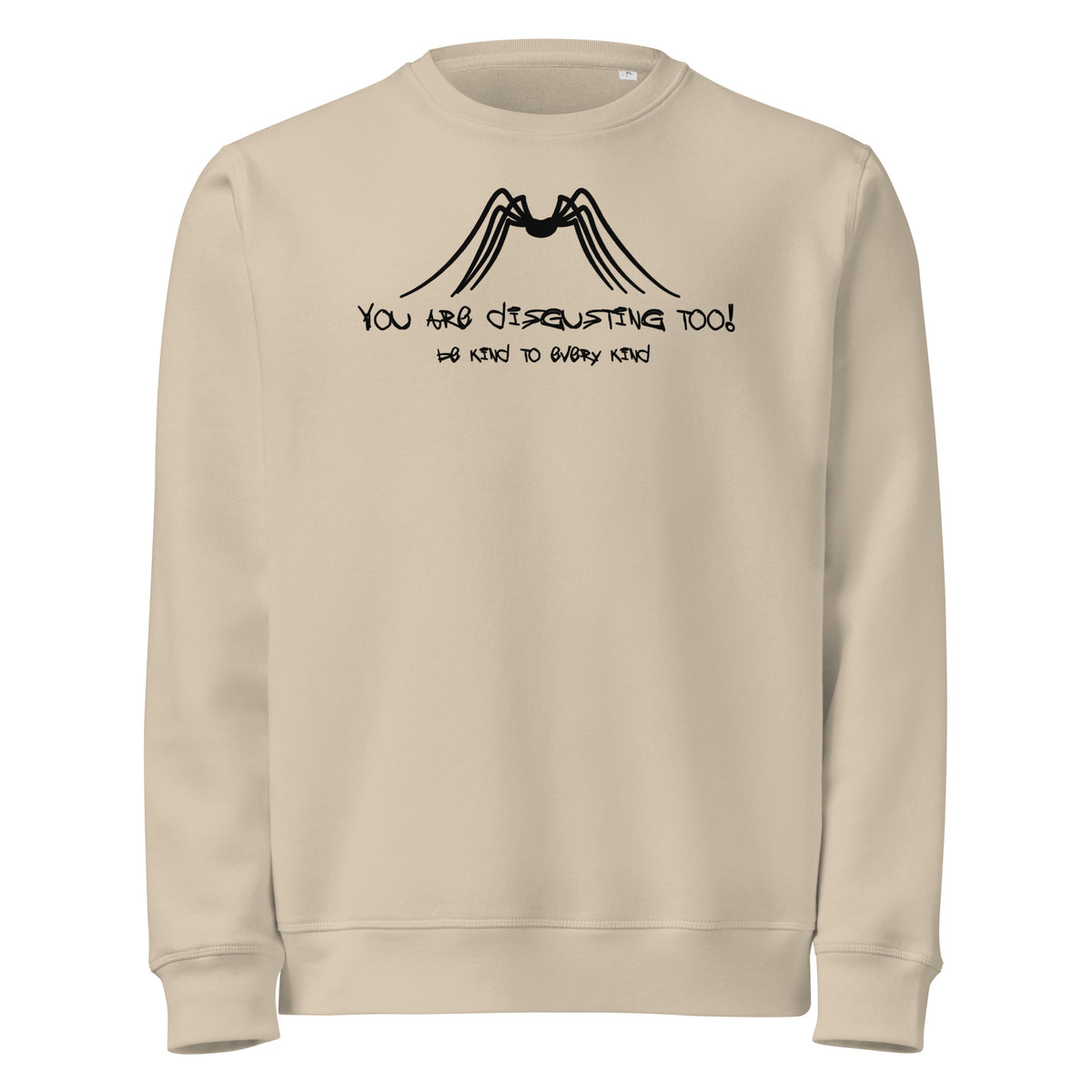 Beiges Sweatshirt mit Rundhalsausschnitt und Frontprint, lange Ärmel