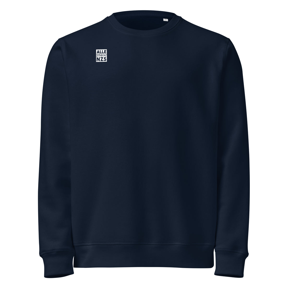 Dunkelblaues Sweatshirt mit Rundhals, gerippten Bündchen und Logo-Print auf der Brust