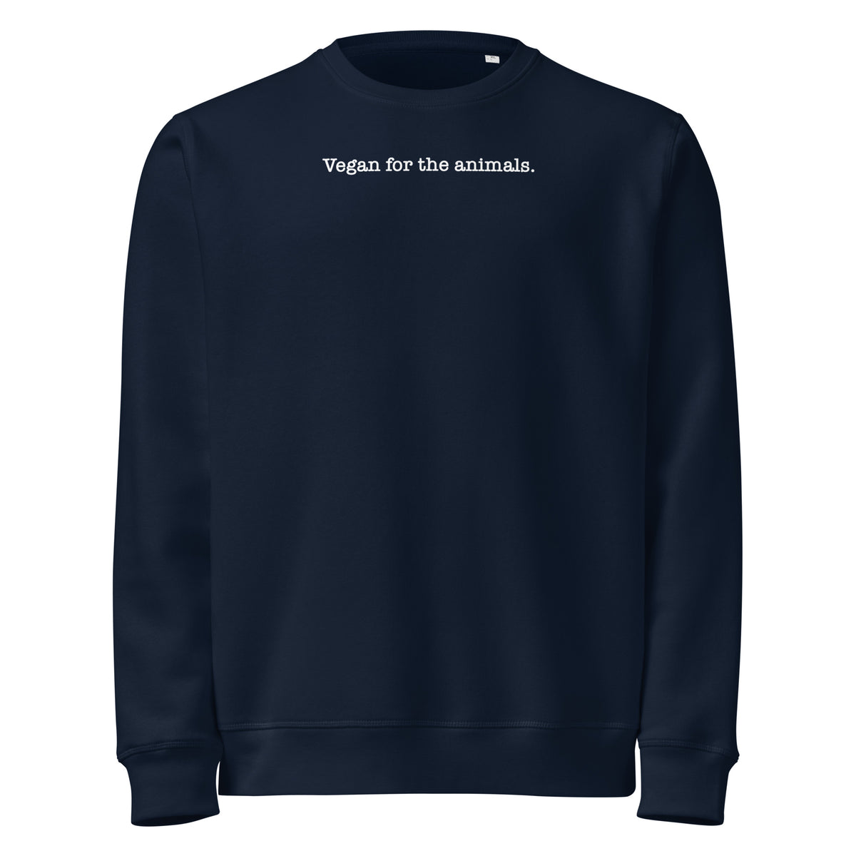 French-navy Sweatshirt mit Rundhalsausschnitt und Print „Vegan for the animals.“