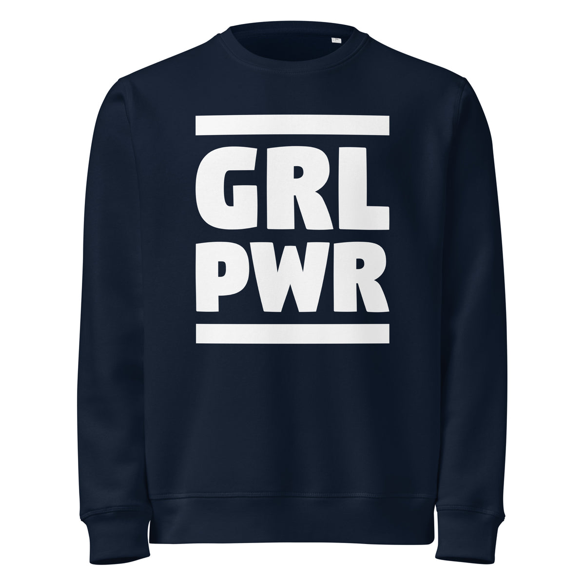 French-Navy Sweatshirt mit rundem Halsausschnitt und großem „GRL PWR“-Print vorne