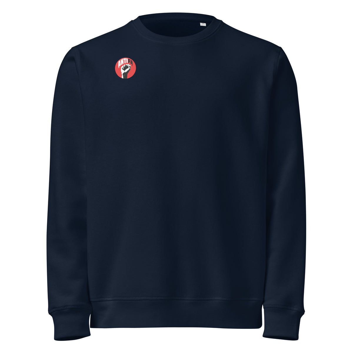 Bio-Sweatshirt in Dunkelblau (French Navy) mit rundem Brustlogo