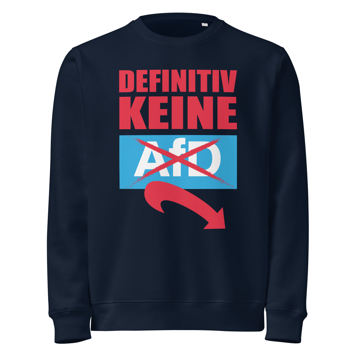 Dunkelblaues Sweatshirt mit Rundhalsausschnitt und großem Frontprint
