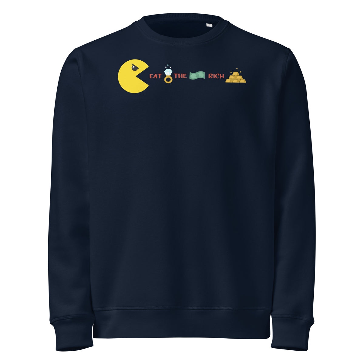 Bio-Sweatshirt in French Navy mit Frontprint und Rundhalsausschnitt