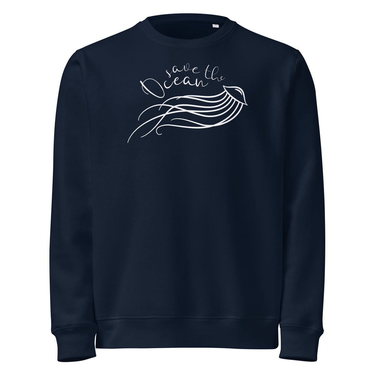 Dunkelblauer Sweatshirt mit Rundhalsausschnitt und Quallen-Print