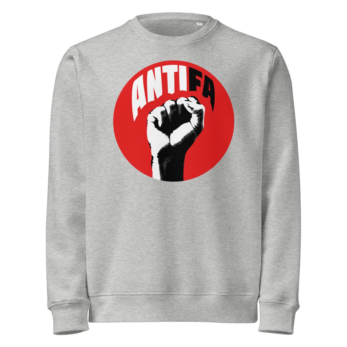 Hellgraues Sweatshirt mit Runddruck ANTIFA
