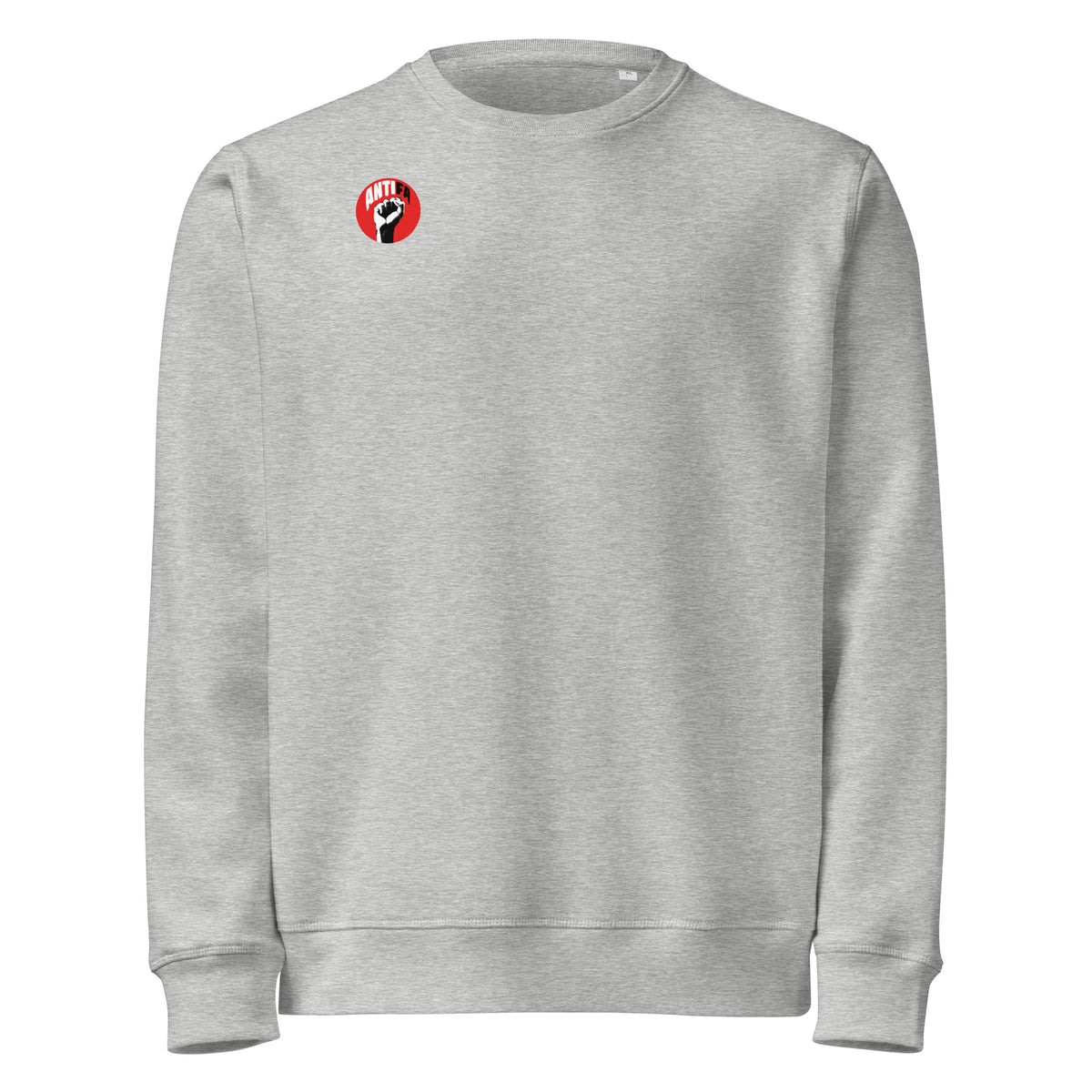 Bio-Sweatshirt in meliertem Grau mit rundem Brustlogo