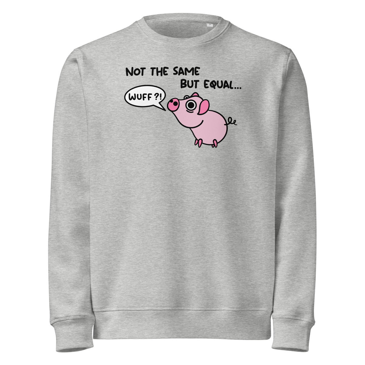 Veganes Bio-Sweatshirt in meliertem Grau mit Print und Rundhalsausschnitt
