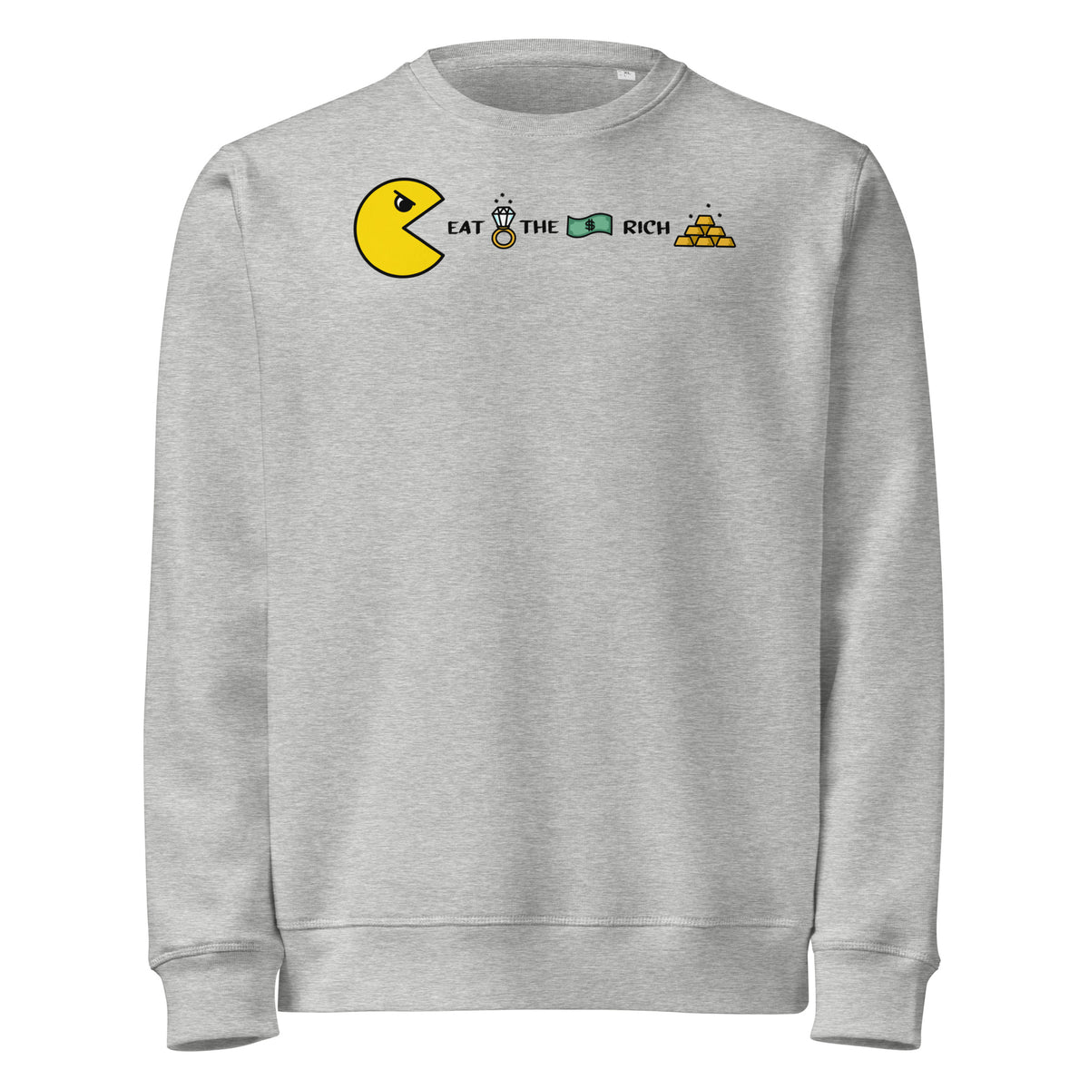 Bio-Sweatshirt in Heather Grau mit Frontprint und Rundhalsausschnitt
